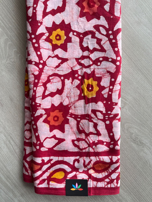 Handblock Printed Mul Cotton Saree- 27433-27434