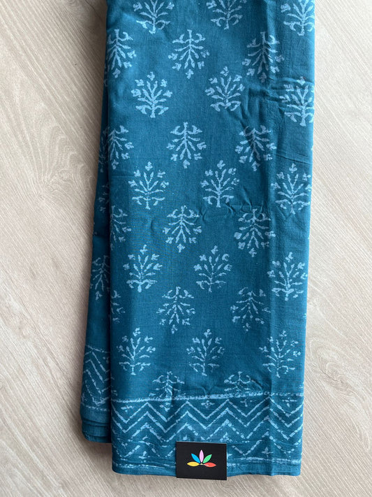 Handblock Printed Mul Cotton Saree- 27435-27436