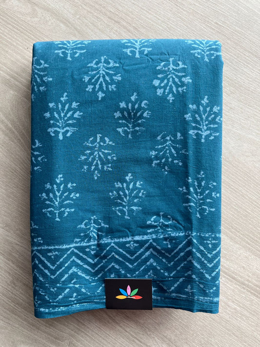 Handblock Printed Mul Cotton Saree- 27435-27436