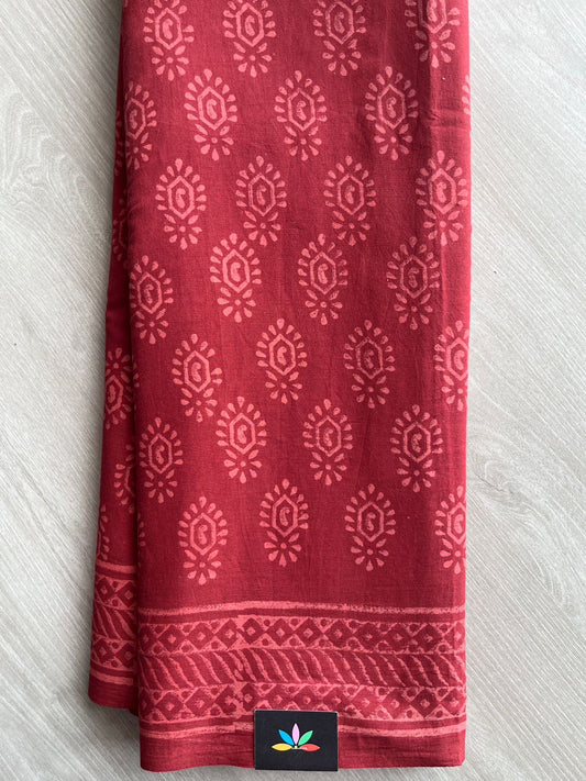 Handblock Printed Mul Cotton Saree- 27437-27438