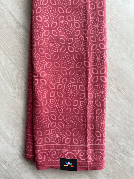 Handblock Printed Mul Cotton Saree- 27441-27442