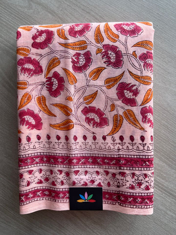 Handblock Printed Mul Cotton Saree- 27447-27448