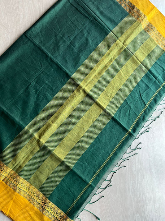 Contrast Border Fine Bengal Soft Cotton Saree - 27465