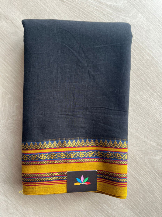 Black Contrast Border Fine Bengal Soft Cotton Saree - 27468