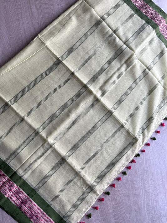 Contrast Border Fine Bengal Soft Cotton Saree - 27471