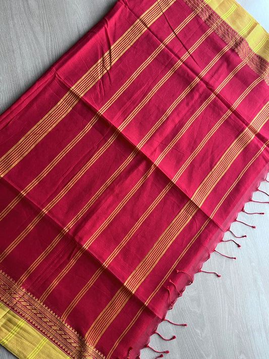 Contrast Border Fine Bengal Soft Cotton Saree - 27472