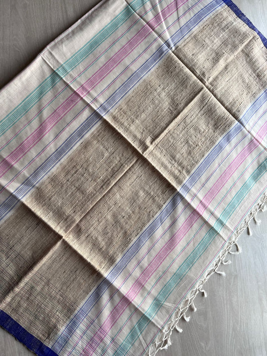 Pastel Tone Striped Fine Bengal Soft Cotton Saree - 27474