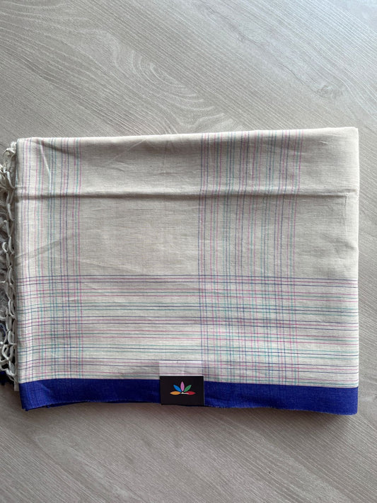 Pastel Tone Striped Fine Bengal Soft Cotton Saree - 27474