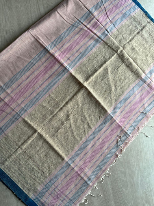 Pastel Tone Striped Fine Bengal Soft Cotton Saree - 27475