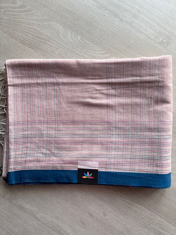 Pastel Tone Striped Fine Bengal Soft Cotton Saree - 27475