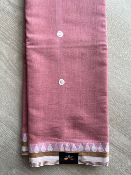 Dusty Rose Handloom Soft Cotton Saree - 27486