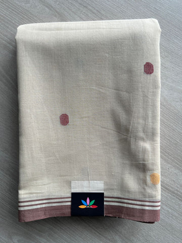 Light Beige Handloom Fine Jamdani Soft Cotton Saree -27500