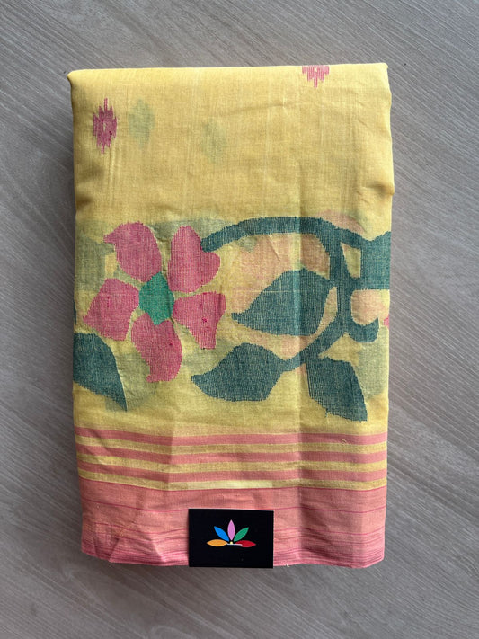 Handloom Bengal Cotton Jamdani Saree (Starched)-27585