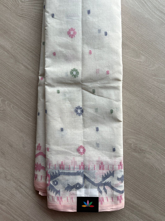 Handloom Bengal Cotton Jamdani Saree (Starched)-27595