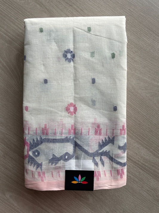 Handloom Bengal Cotton Jamdani Saree (Starched)-27595