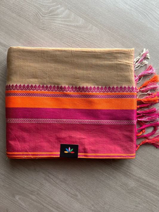 Contrast Border Bengal Soft Cotton Saree -27597