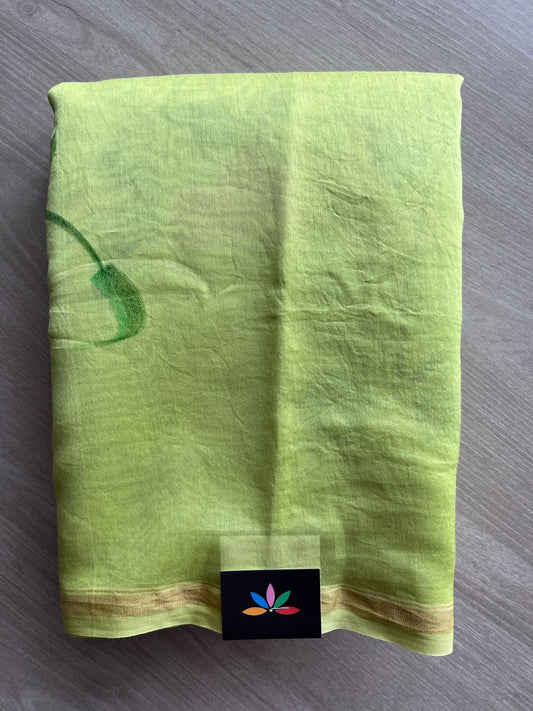 Handblock Printed Chanderi Cotton Silk Saree - 27676