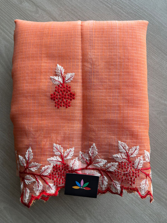 Cutwork Border Embroidered Kota Saree with Blouse- 27610