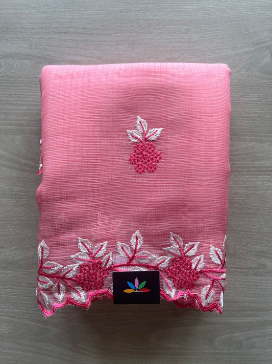 Cutwork Border Embroidered Kota Saree with Blouse- 27972-27973