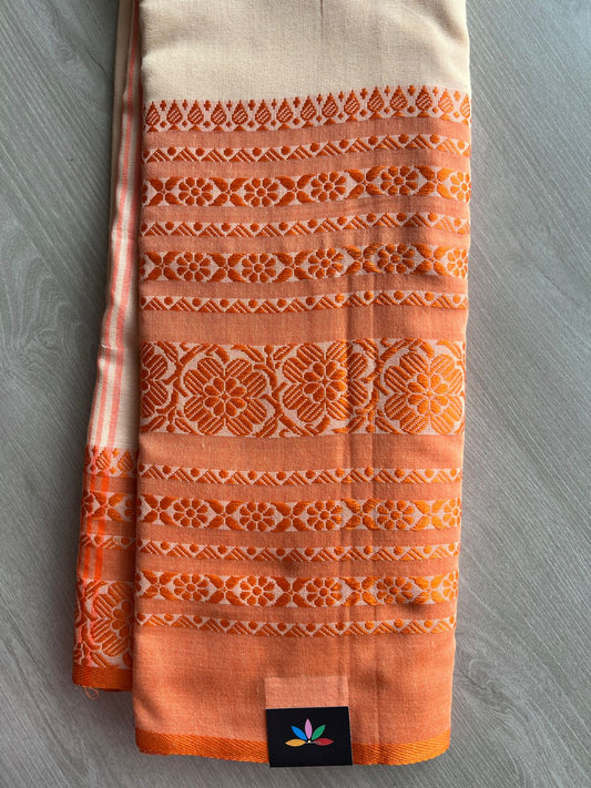 Woven One Side Long Border Blended Soft Cotton Saree-27665-27666