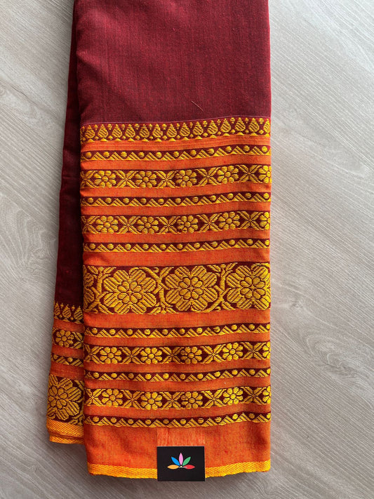 Woven One Side Long Border Blended Soft Cotton Saree-27667