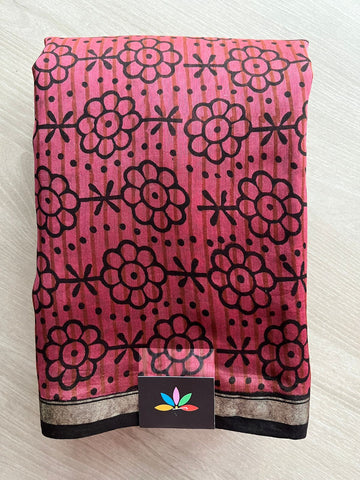 Handblock Printed Chanderi Cotton Silk Saree - 27677-27678