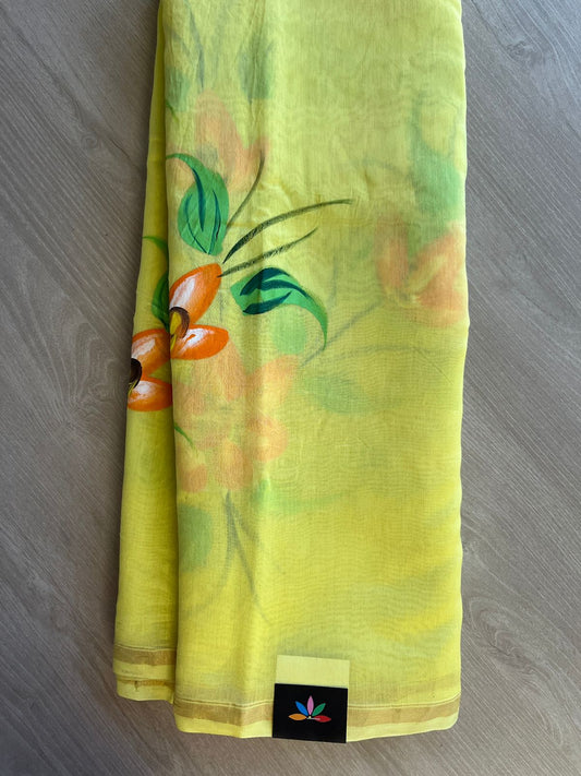 Handblock Printed Chanderi Cotton Silk Saree - 27679-27680