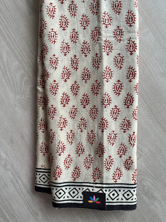 Handblock Printed Mul Cotton Saree -27681-27682