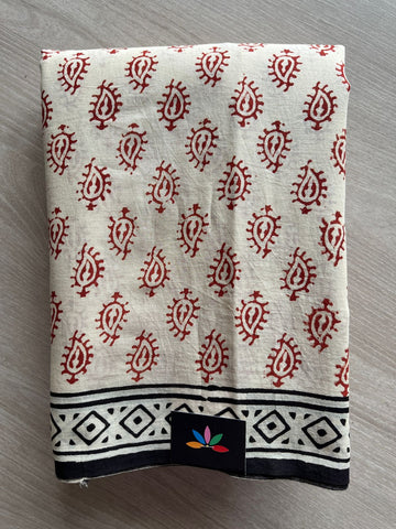 Handblock Printed Mul Cotton Saree -27681-27682