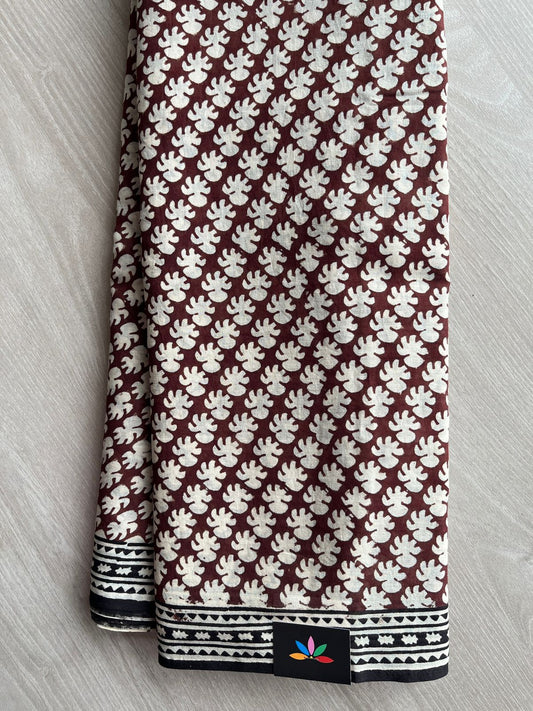 Handblock Printed Mul Cotton Saree -27683-27684