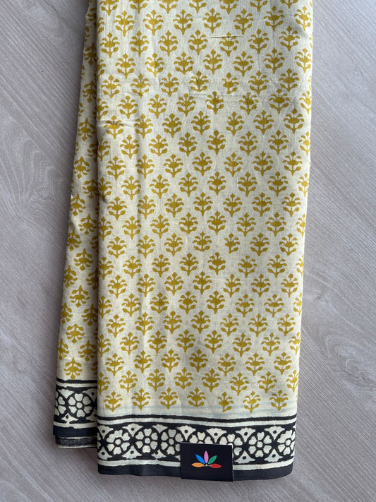 Handblock Printed Mul Cotton Saree -27687-27688
