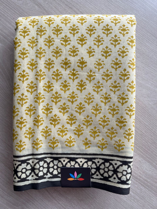 Handblock Printed Mul Cotton Saree -27687-27688