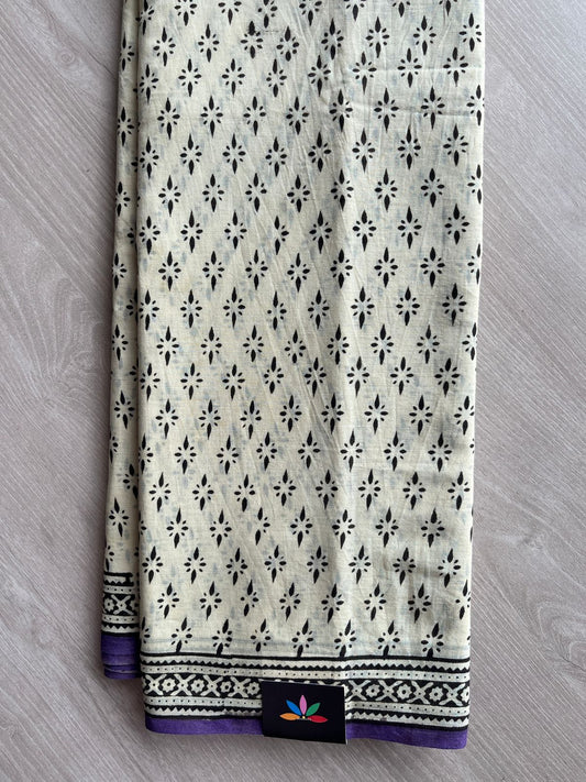 Handblock Printed Mul Cotton Saree -27689-27690