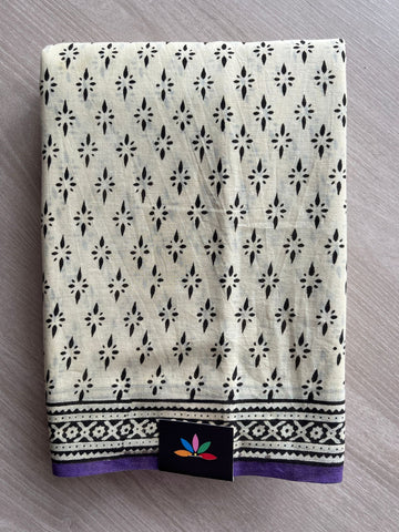 Handblock Printed Mul Cotton Saree -27689-27690