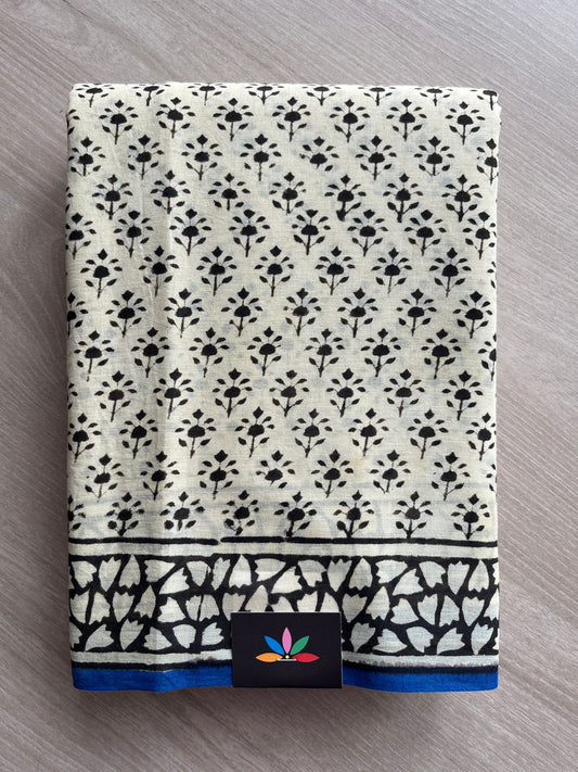 Handblock Printed Mul Cotton Saree -27691-27692
