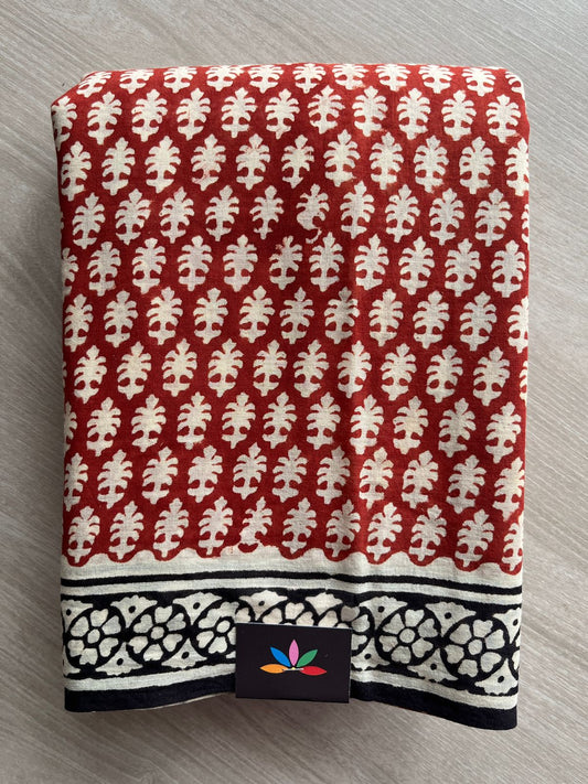 Handblock Printed Mul Cotton Saree -27695-27696