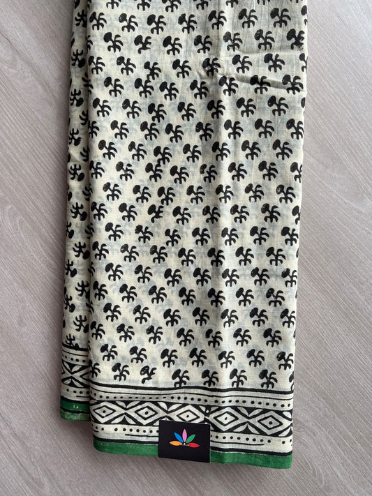 Handblock Printed Mul Cotton Saree -27697-27698