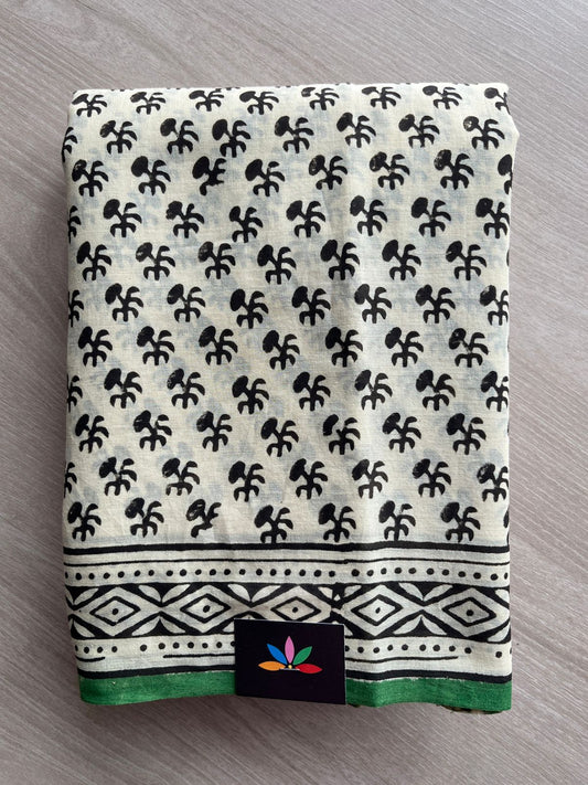 Handblock Printed Mul Cotton Saree -27697-27698