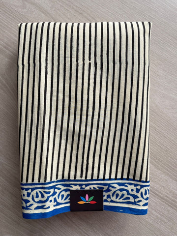 Handblock Printed Mul Cotton Saree -27699-27700