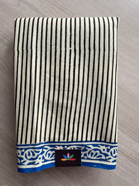 Handblock Printed Mul Cotton Saree -27699-27700