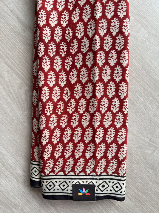 Handblock Printed Mul Cotton Saree -27701-27702