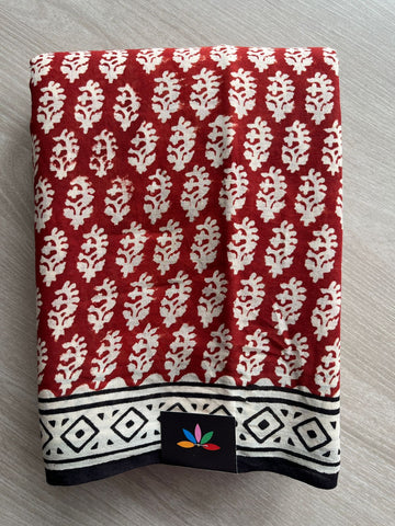 Handblock Printed Mul Cotton Saree -27701-27702