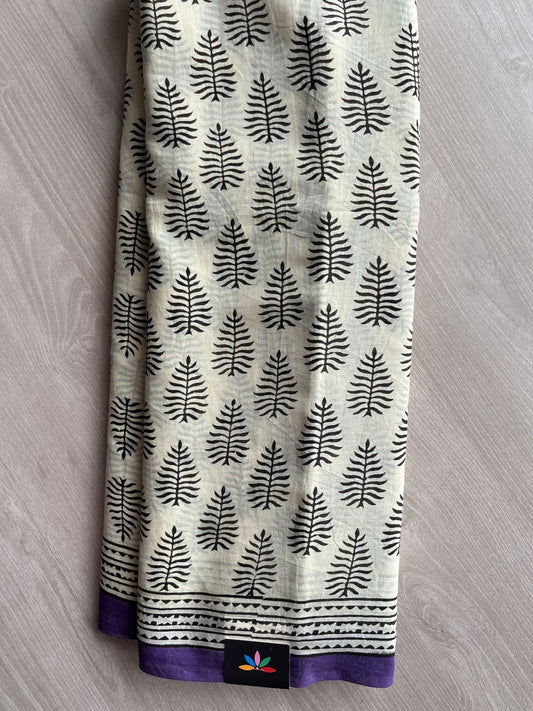 Handblock Printed Mul Cotton Saree -27703-27704