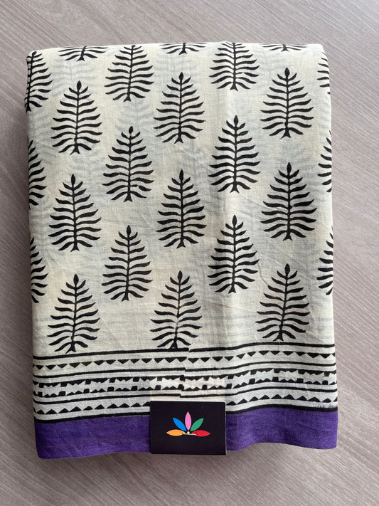 Handblock Printed Mul Cotton Saree -27703-27704