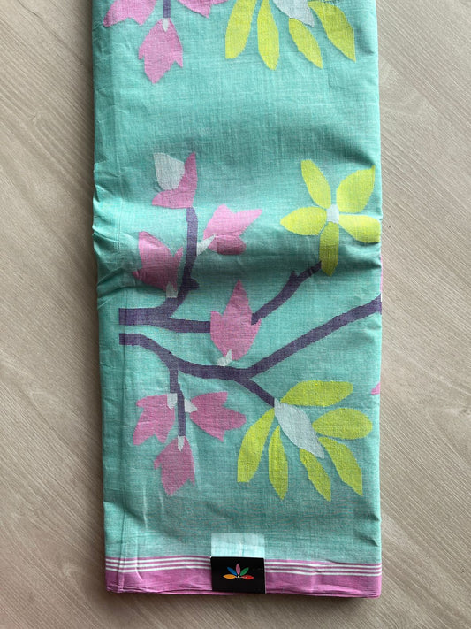 Handwoven Bengal Cotton Jamdani Saree (Starched)(Without blouse)- 27705