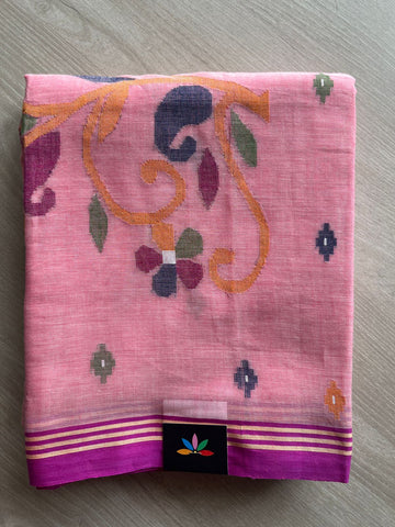 Handwoven Bengal Cotton Jamdani Saree (Without blouse)- 27706