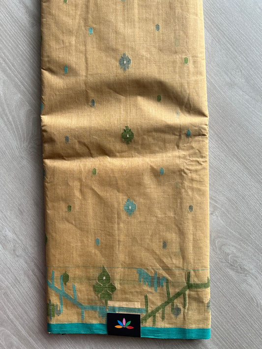 Handloom Bengal Cotton Jamdani Saree (Starched)(Without blouse)- 27707