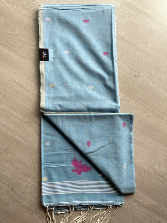 Handwoven Bengal Soft Cotton Jamdani Saree- 27711