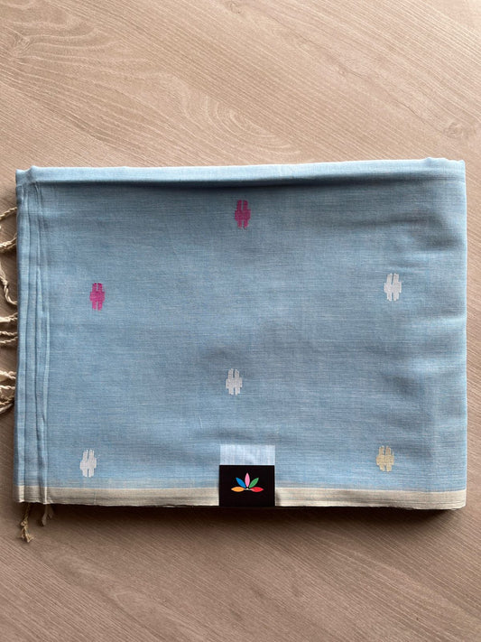 Handwoven Bengal Soft Cotton Jamdani Saree- 27711