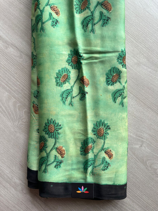 Natural Dye Hand block Printed Modal Silk Saree -27717